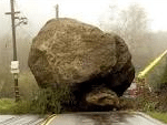obstacle boulder in road